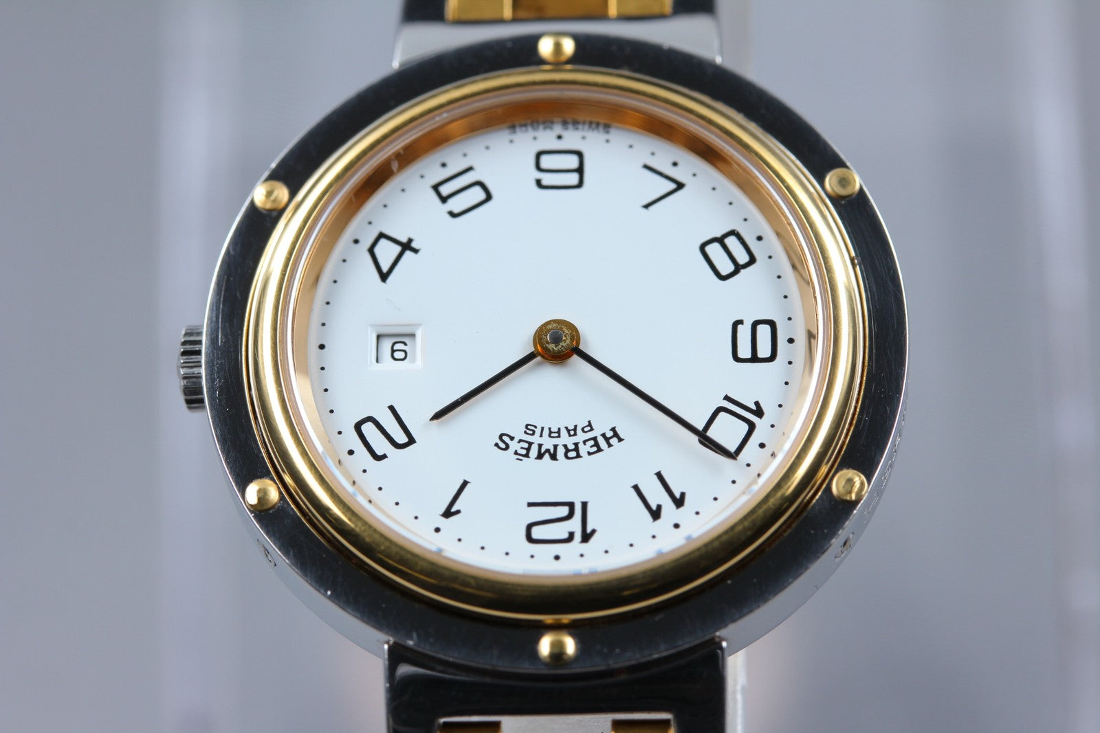 Vintage [Exc+5 Box]  HERMES Clipper White Dial Gold 24mm Woman's Quartz Watch