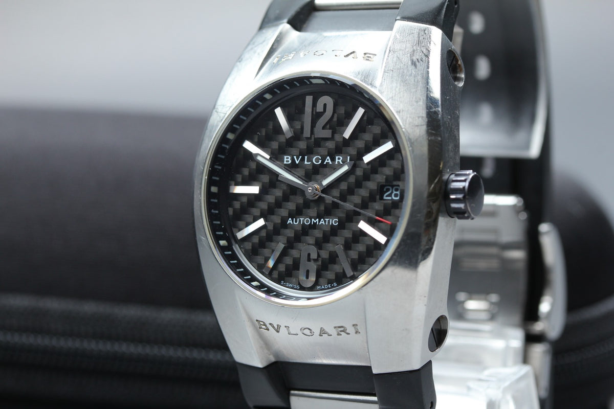 BVLGARI Ergon EG35S Black Dial Automatic Date Men's Watch 35mm JAPAN Exc+5