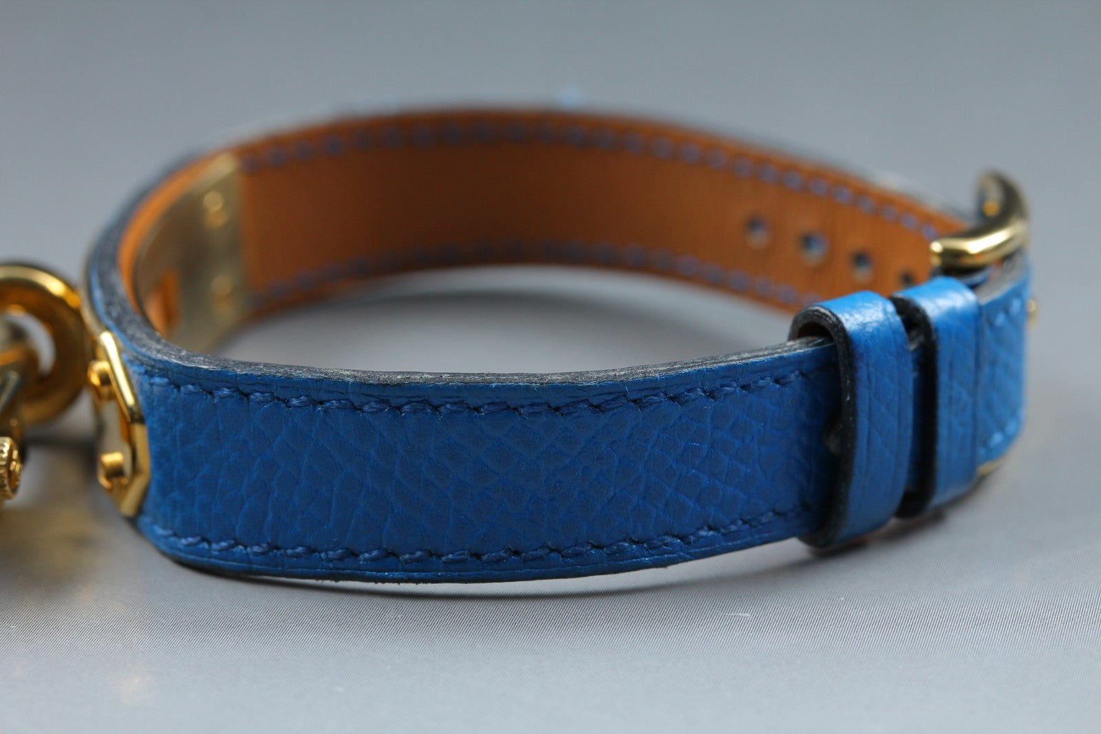 Vintage HERMES Kelly Watch Gold Blue Leather "A" Woman's Quartz Watch [Box]