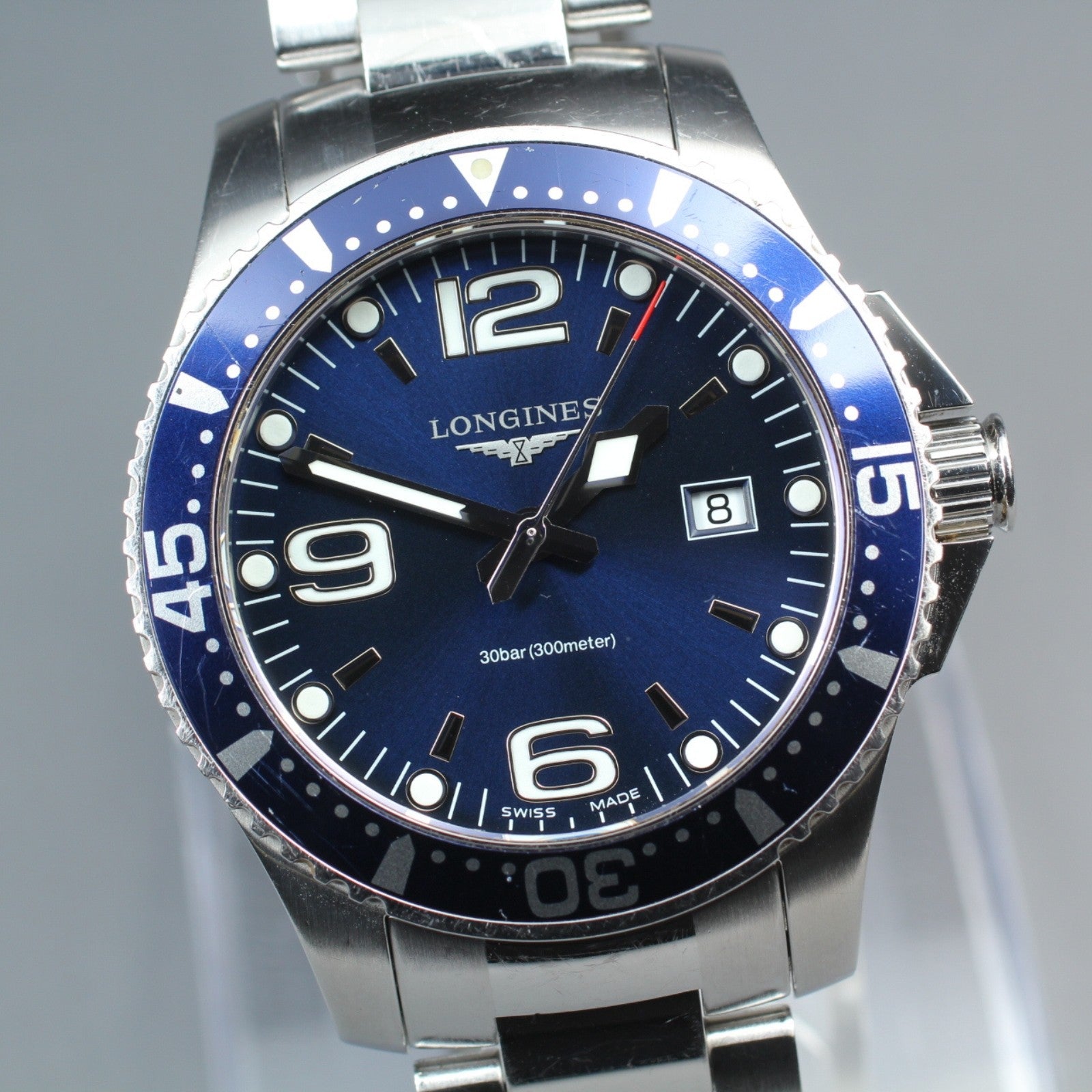 New Batt LONGINES Hydro Conquest L3.730.4 Blue Quartz Date Mens Watch 39mm JAPAN