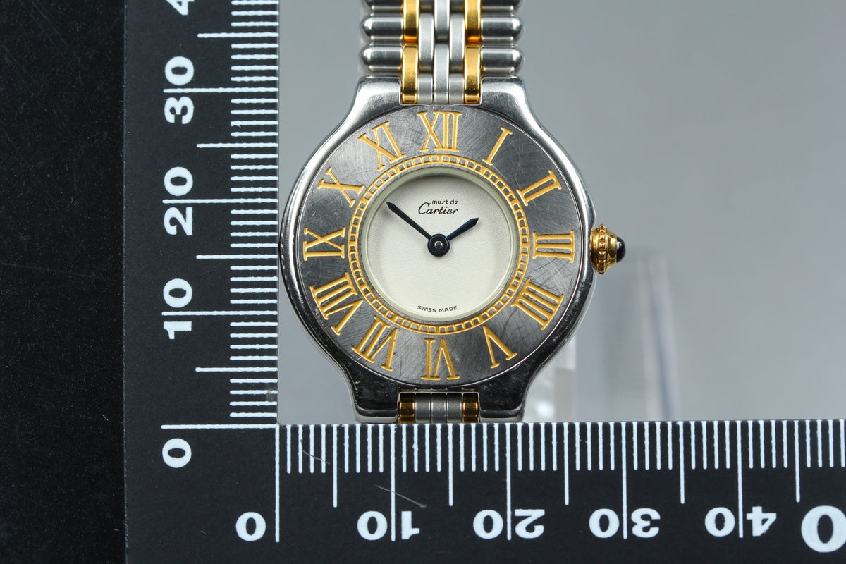Cartier Must de Cartier 21 27mm Silver Gold Women's Quartz Watch Vintage [Pouch]