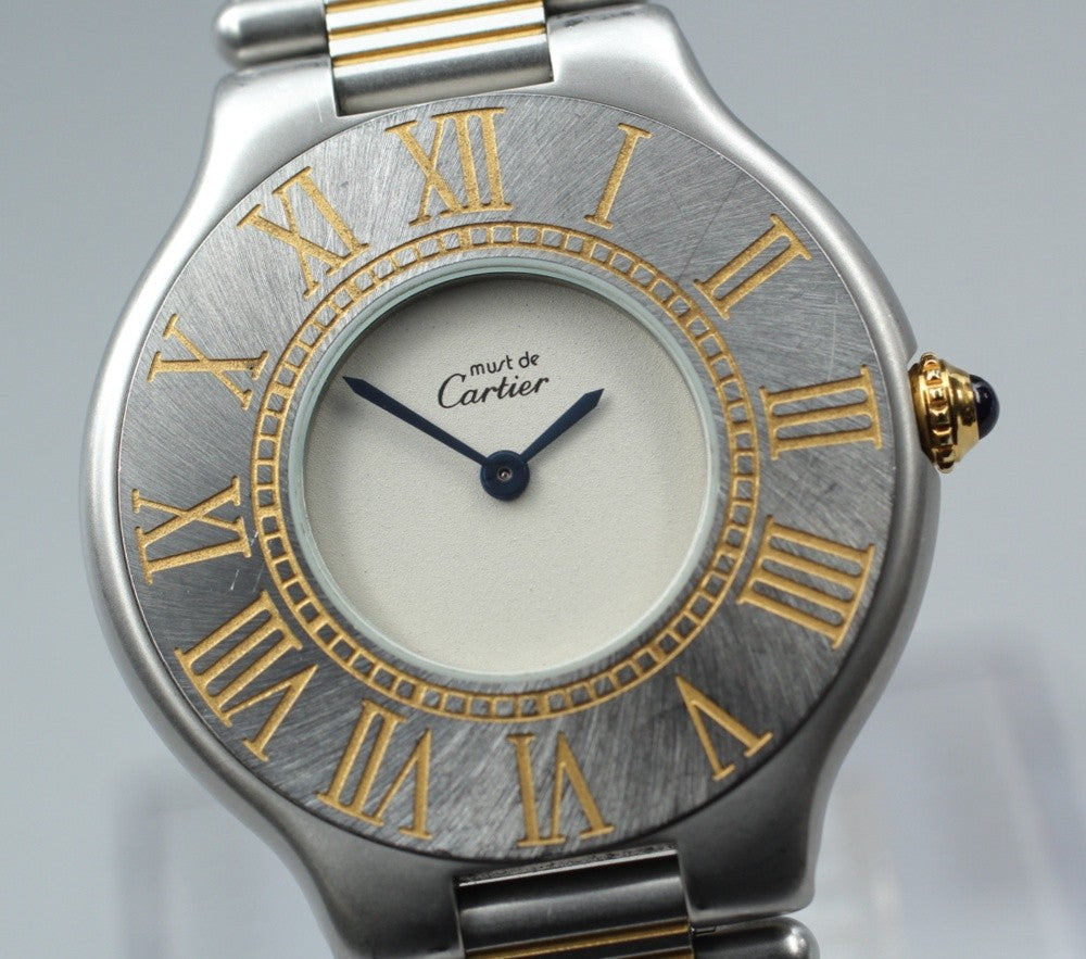 [Exc+5] Cartier Must de Cartier 21 31mm Silver Gold Unisex Quartz Watch JAPAN