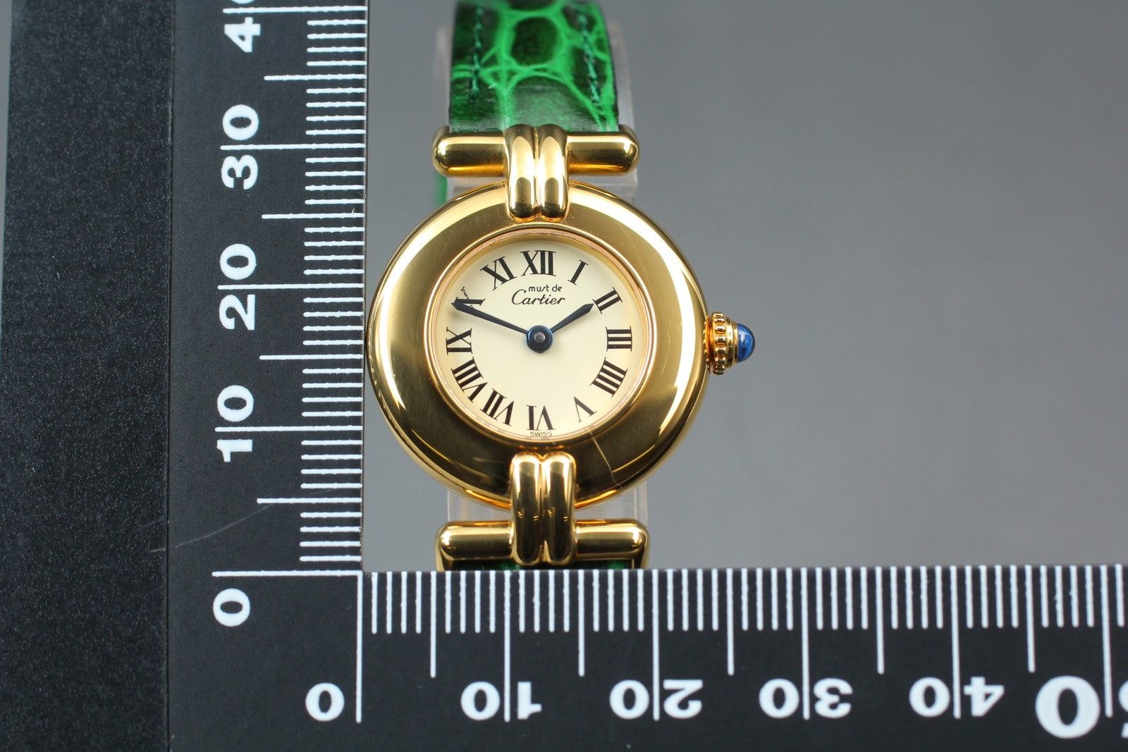Vintage [Near MINT] Cartier Must Colisee Vermeil 590002 Green Women's Qz Watch