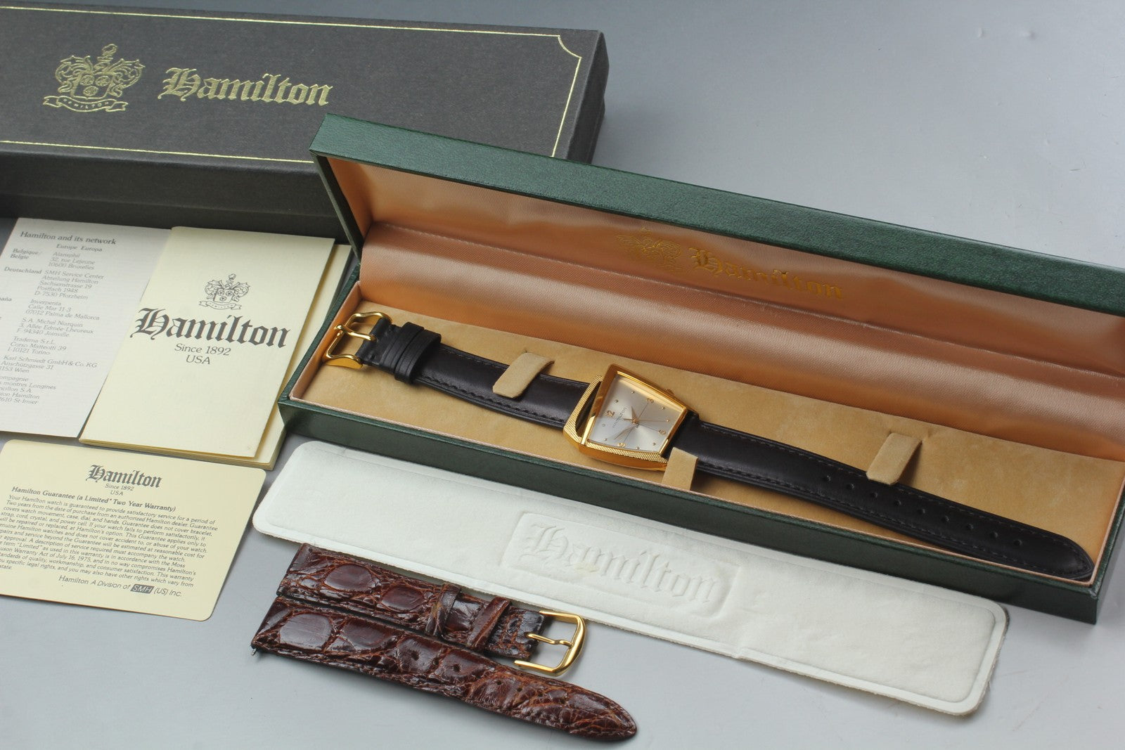 Hamilton 6230 Flight II REGISTERED EDITION Gold Quartz Men's Watch Vintage [Box]