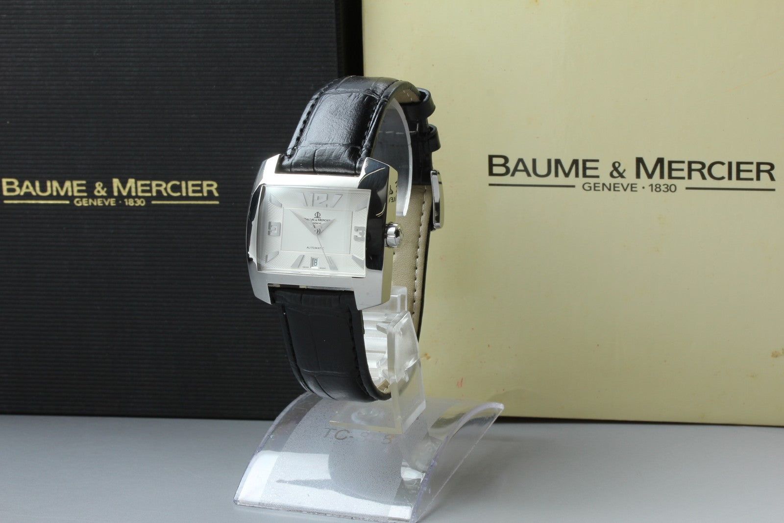 Baume & Mercier Hampton 65394 Automatic Silver Date Men's Watch 37mm JAPAN Box