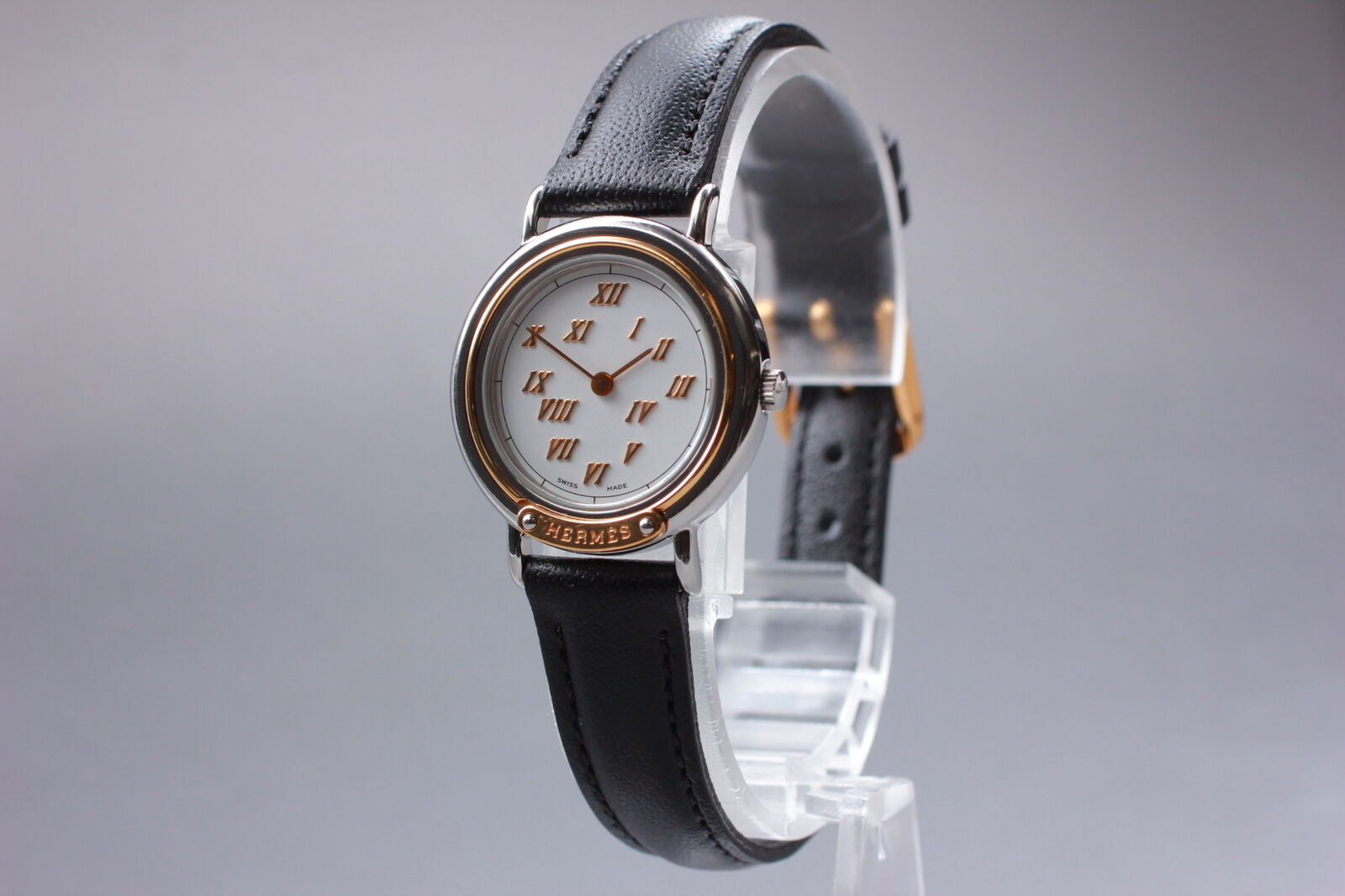 New Battery [Exc+5 Box] HERMES Meteor Women's Quartz Watch Vintage From JAPAN