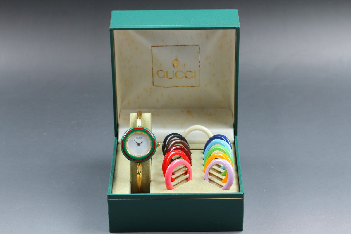 New Batt Gucci Change Bezel 11/12.2 12Color Women's White Quartz Watch JAPAN Box