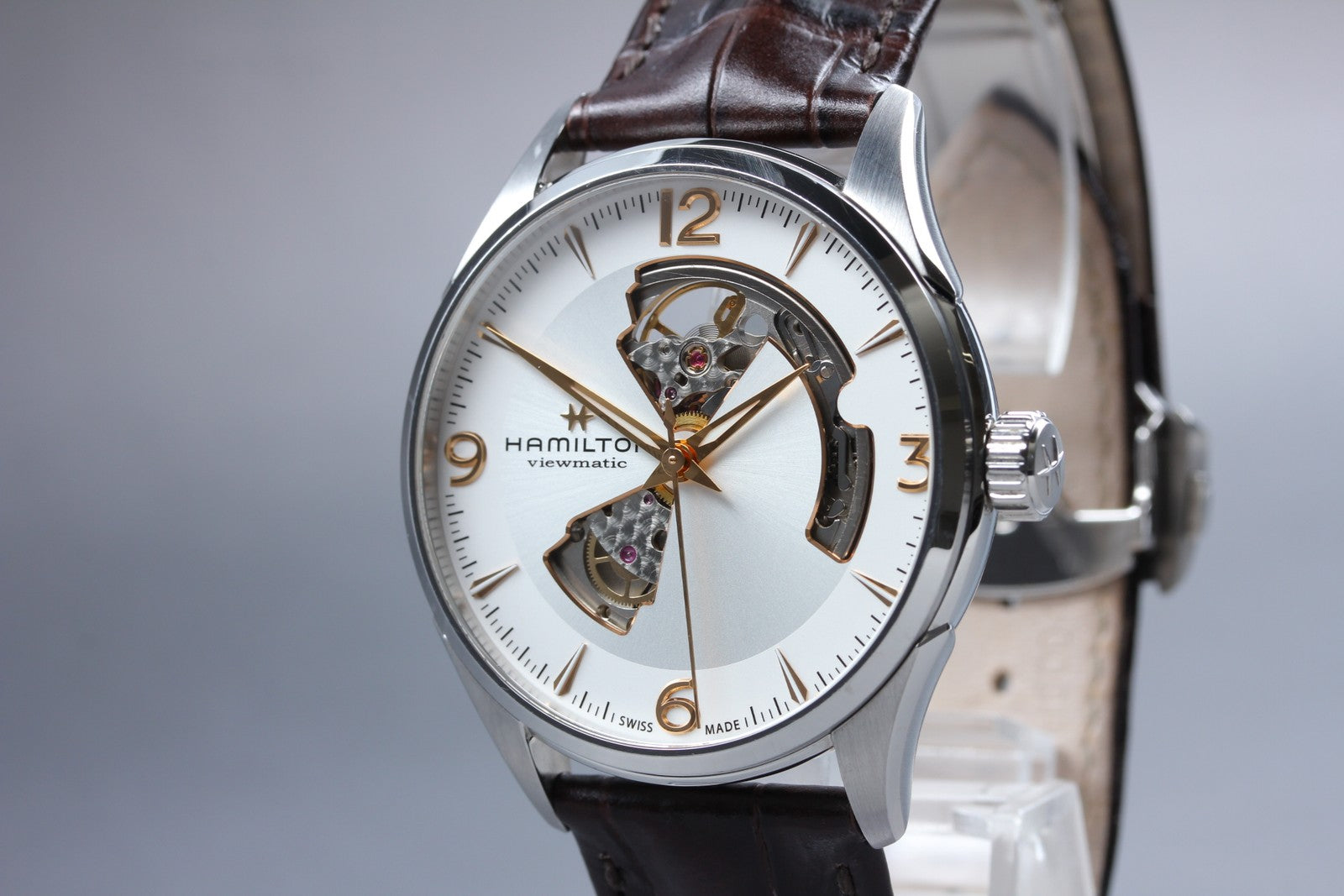 [Exc+5 Box] HAMILTON Jazzmaster H327050 Open Heart Brown Automatic Men's Watch