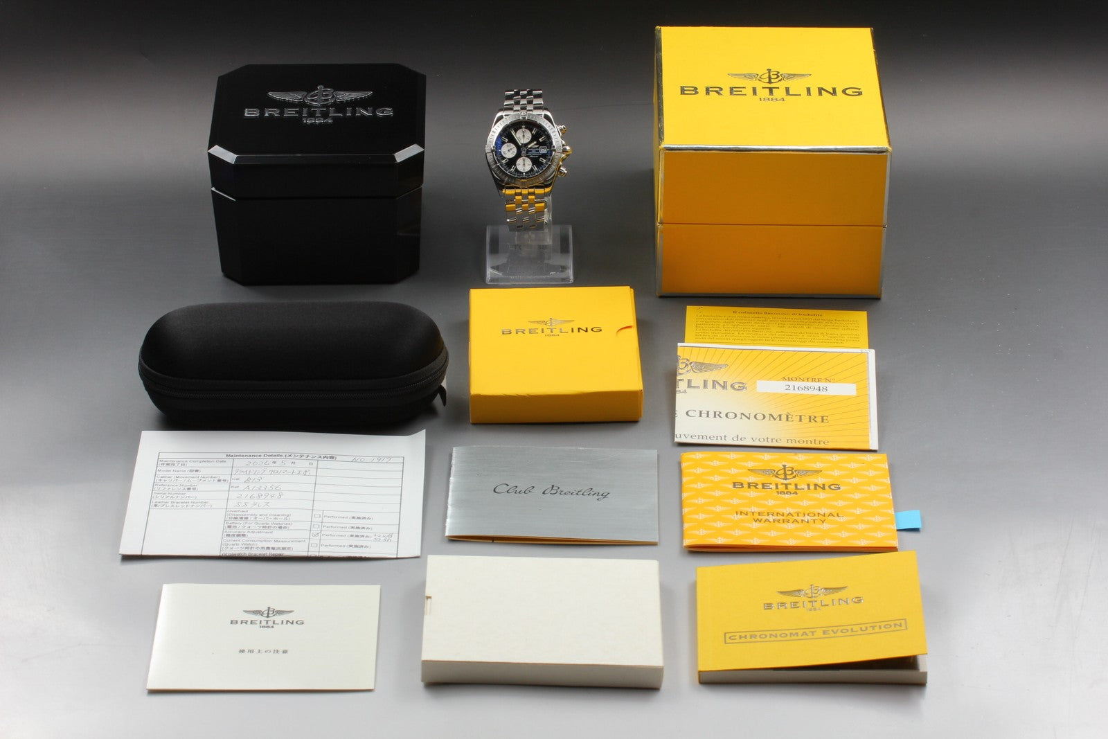BREITLING Chronomat Evolution A13356 Chronograph Black AT 43mm Men's Watch [Box]