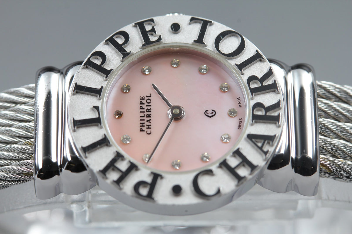 PHILIPPE CHARRIOL St.Tropez Pink 12P Stones 6009908 24mm Qz Women's Watch [Box]