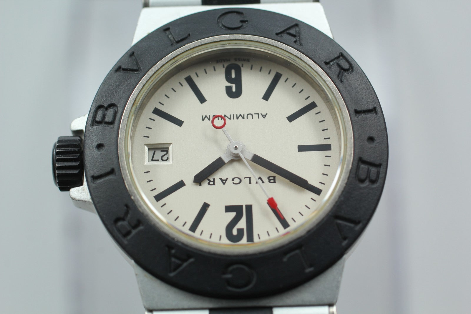 [Exc+5] BVLGARI Alminium AL29TA Silver Black 29mm Women's Quartz Watch JAPAN