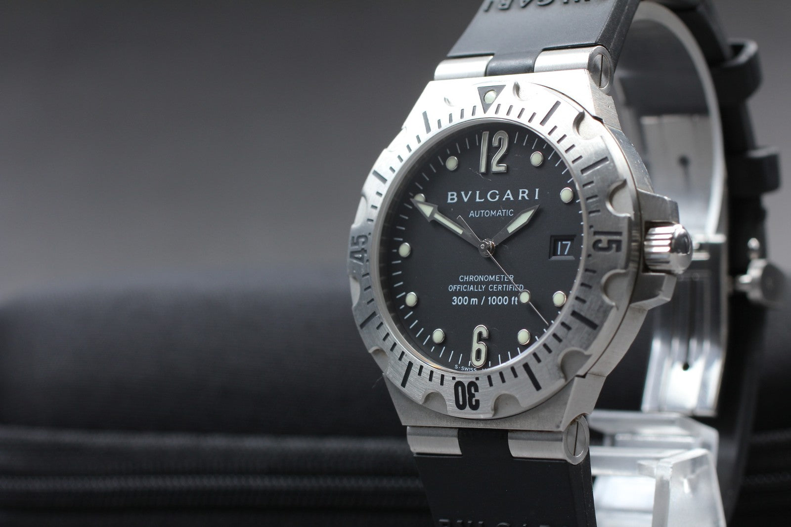 BVLGARI Diagono Scuba SD40S Date black Dial Automatic Men's Watch JAPAN