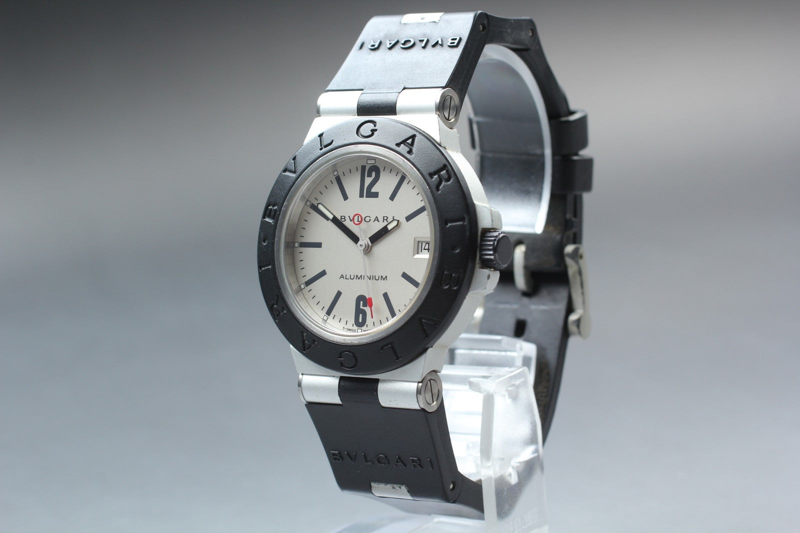 BVLGARI Aluminum AL38TA Silver Dial Date Automatic Men's Watch 38mm JAPAN Exc+5