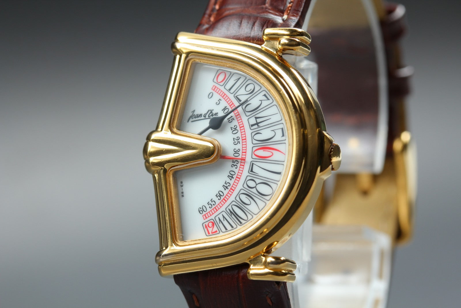 Vintage Jean d'eve Sectora Gold 25mm Gold Brown Women's Quartz Watch JAPAN