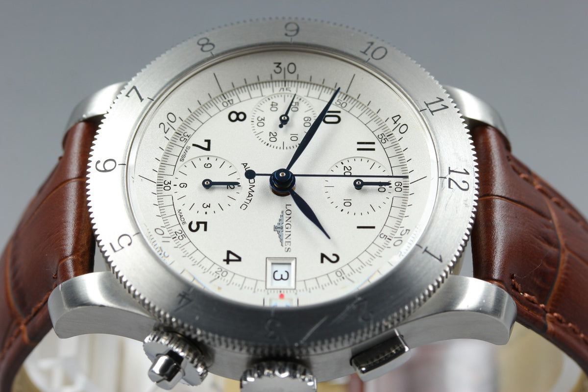 LONGINES Weems Chronograph L2.741.4 Silver 41mm Automatic Men's Watch [Box]