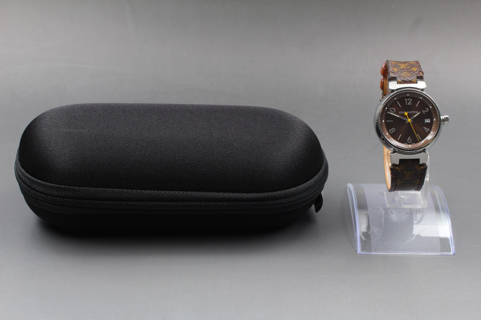 [Exc+5] Louis Vuitton Tambour Q1311 32mm Date Brown Women's Quartz Watch JAPAN