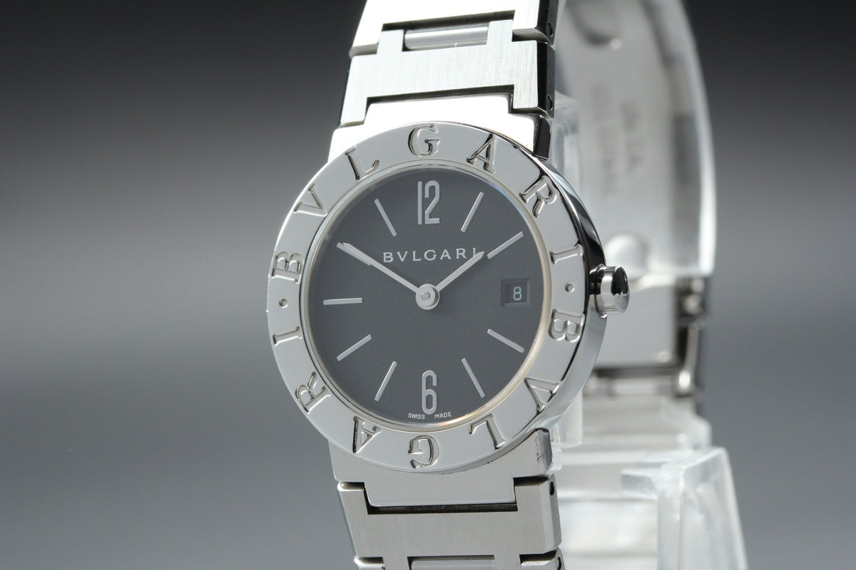 BVLGARI BB26SS Black Dial Quartz Date Women’s Watch 26mm Used From JAPAN w/Pouch