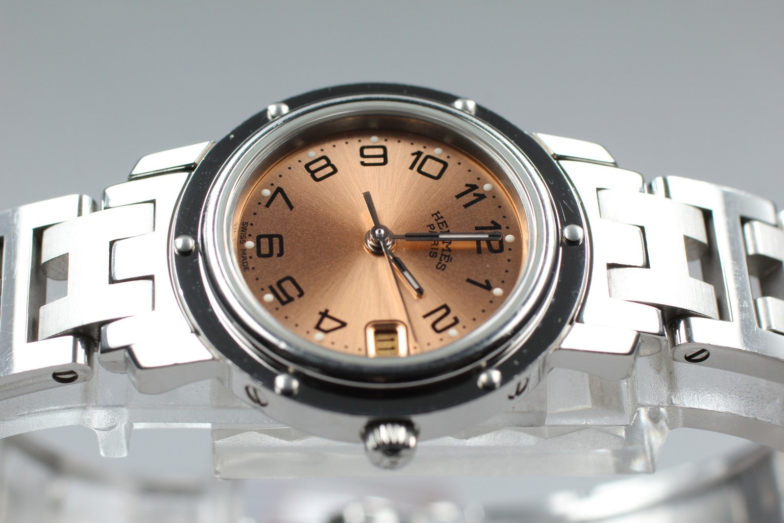 [Exc+5 Box] Hermes Clipper CL4.210 24mm Silver Woman's Quartz Watch JAPAN