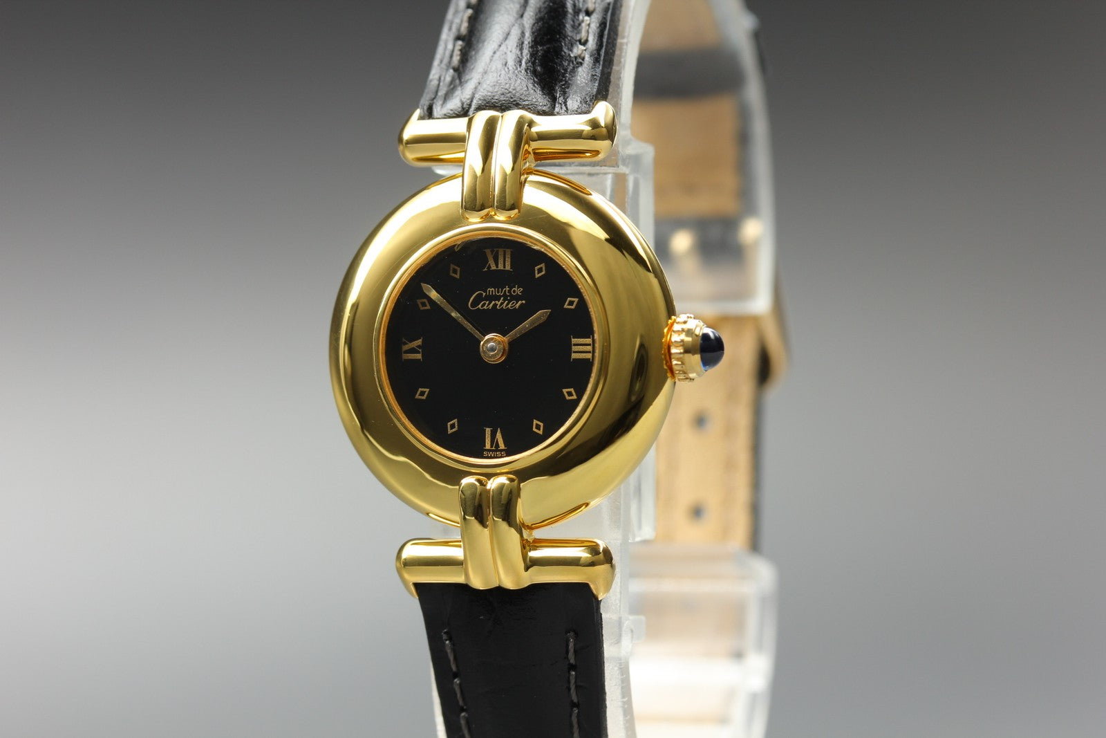 Cartier Must Colisee Vermeil 590002 Black Gold Women's Quartz Watch Vintage