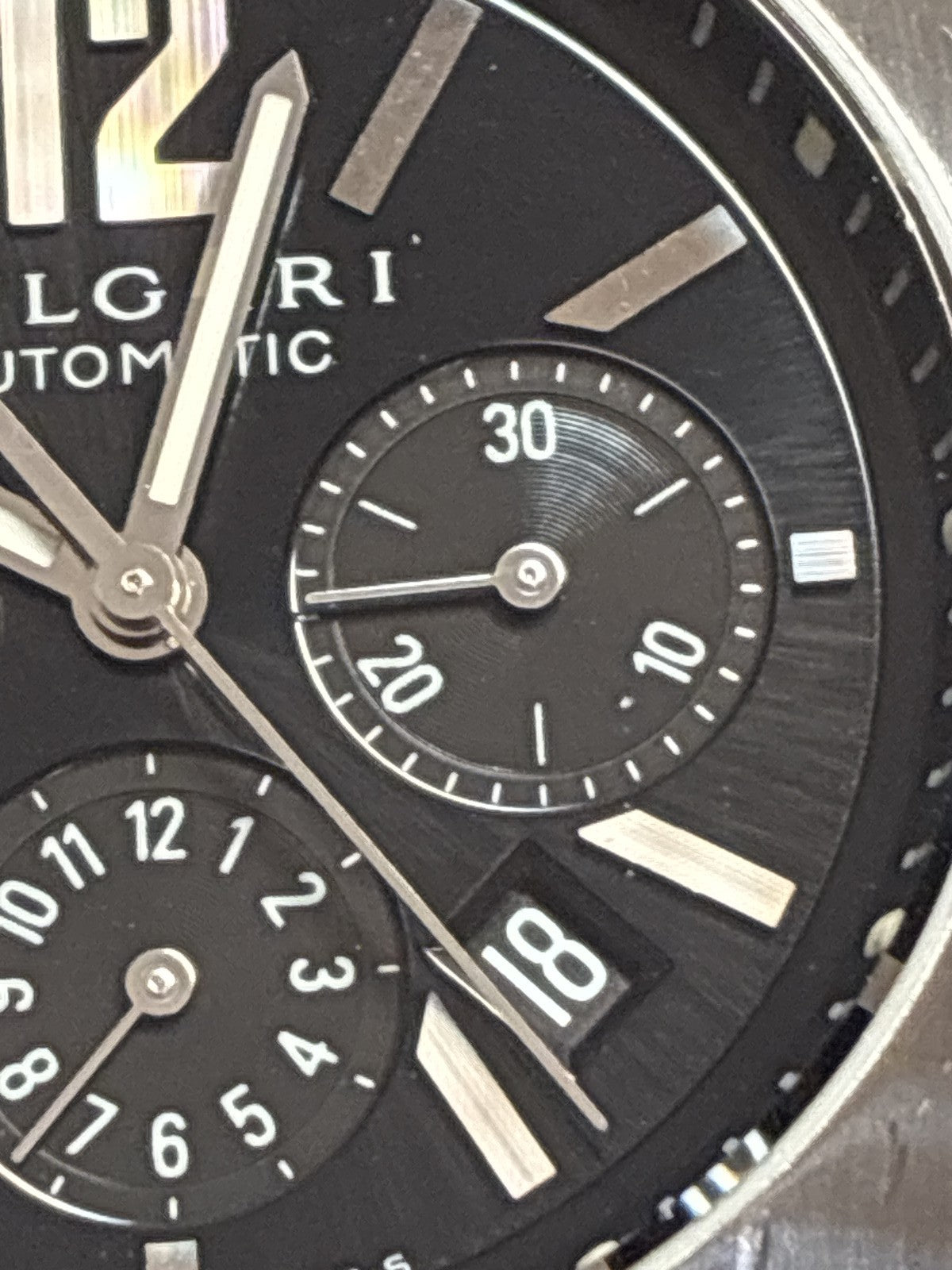 Exc+5*Box BVLGARI Elgon EG35SCH Black Dial Automatic Men's Watch 35mm From JAPAN