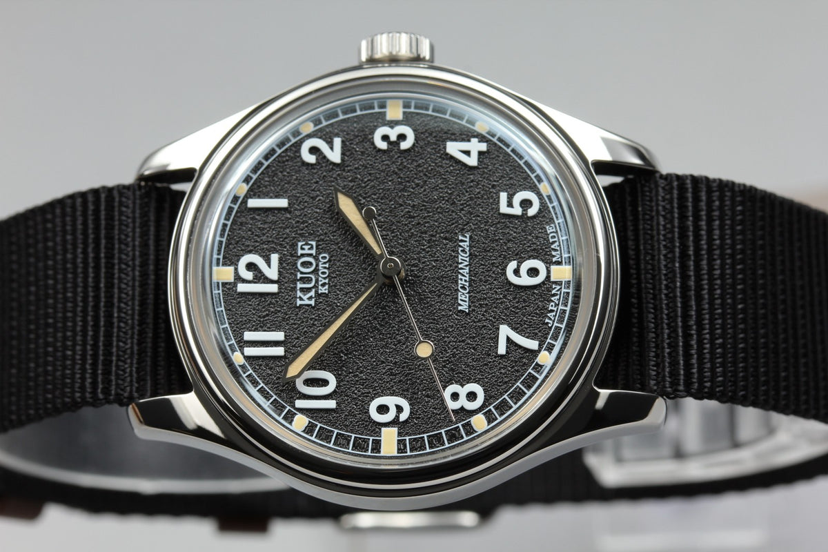 KUOE KYOTO OLD SMITH 90-002 35mm Black Automatic Men's Watch JAPAN [Box]