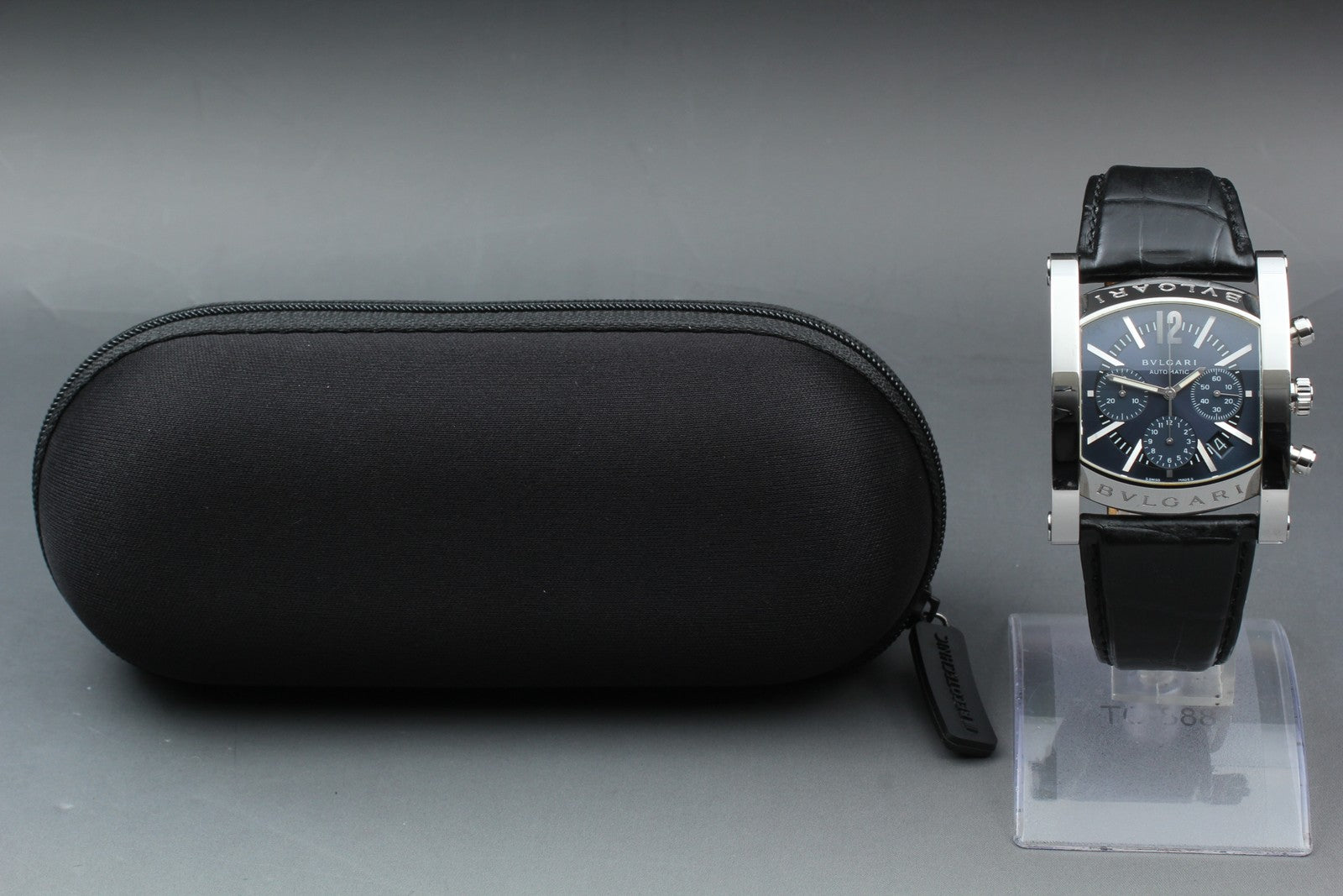 BVLGARI Assioma AA48SCH Automatic Chronograph Black Men's Watch 38mm From JAPAN
