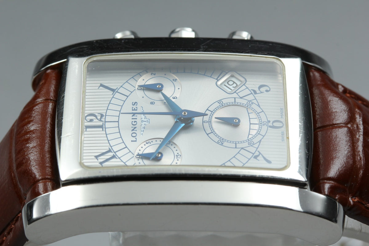 LONGINES Dolce Vita L5.656.4 Chronograph Quartz Silver Men's Watch 28mm JAPAN