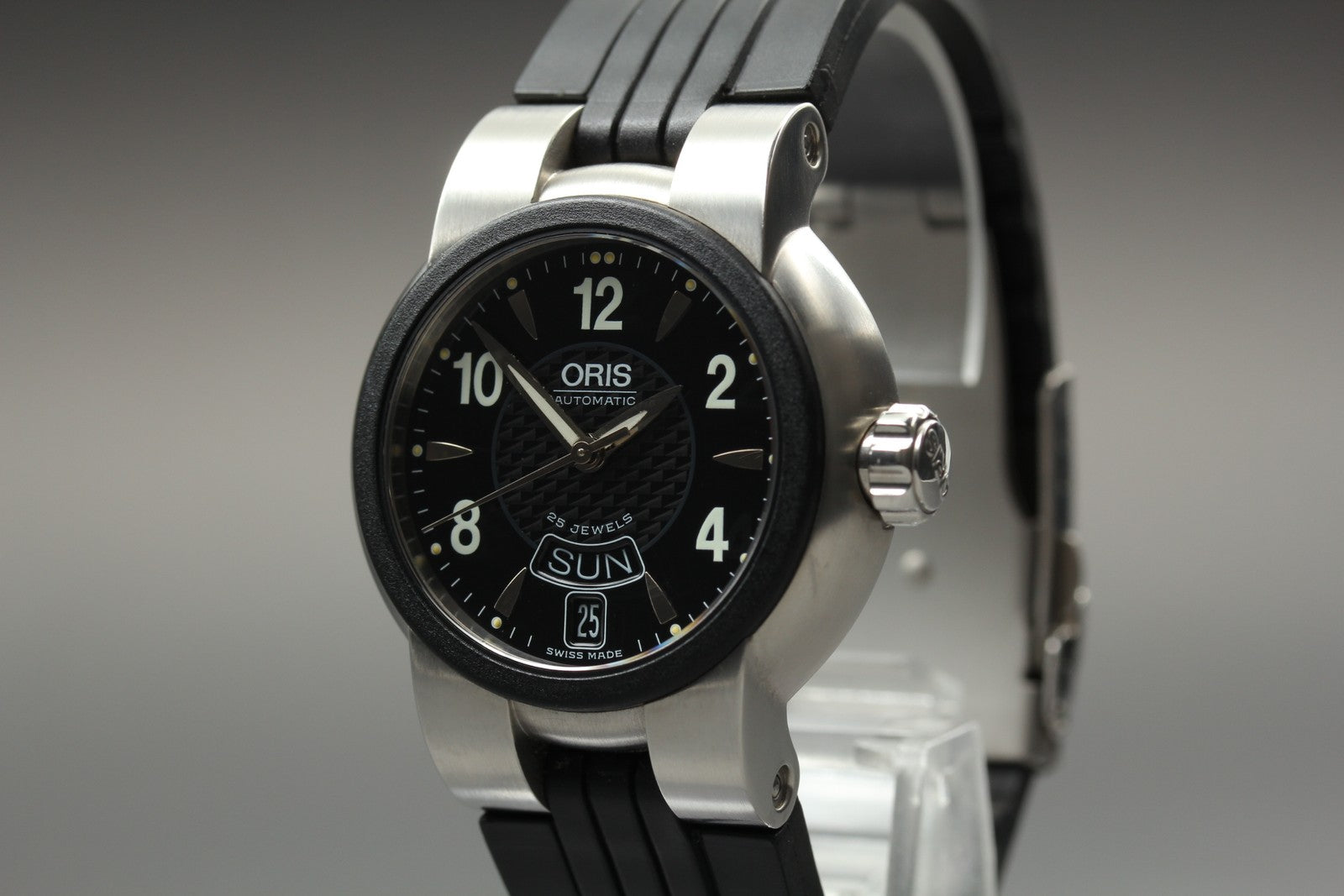 Exc+5*Box ORIS TT1 7523-44 Black Dial Automatic Day/Date Boy's Watch 37mm JAPAN