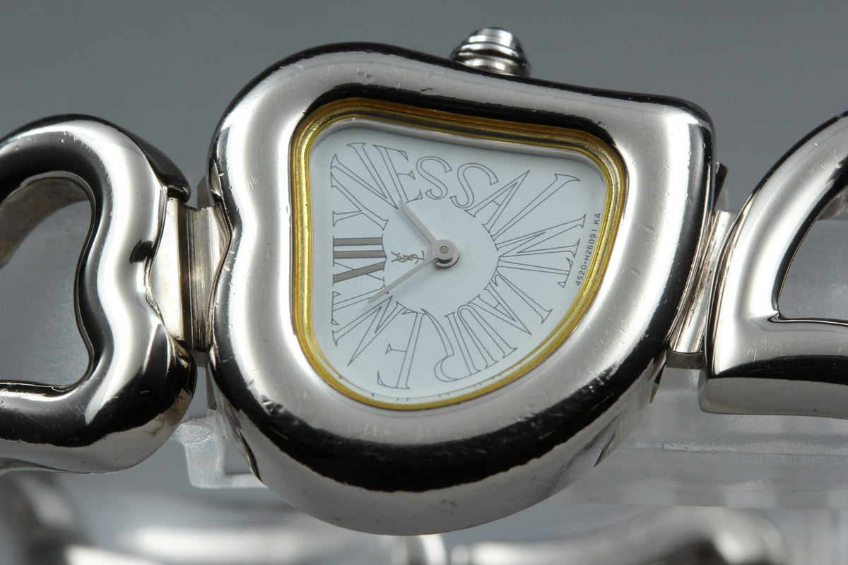 Yves Saint Laurent Heart Silver 4520-H15556 24mm Women's Watch Quartz Vintage