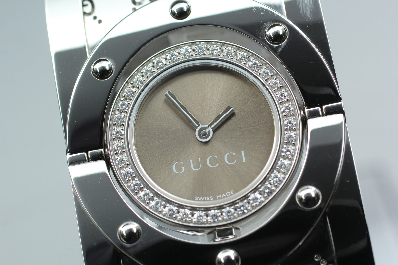[Exc+5 Box] GUCCI 112 Twirl Diamond Brown Dial YA112416 Woman's Quartz Watch