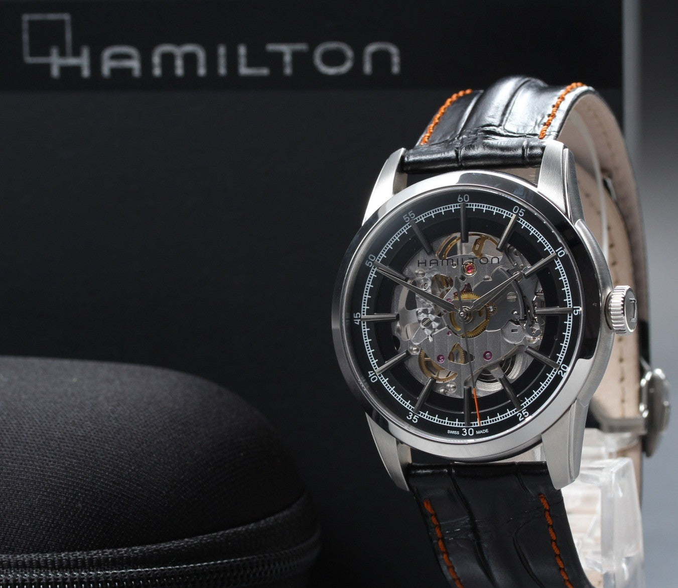 HAMILTON RAIL ROAD H406550 SKELETON 41mm Black Automatic Men's Watch [Box]