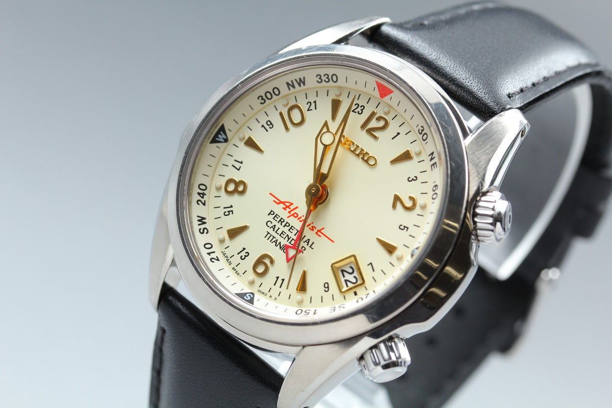[Serviced] SEIKO Alpinist 8F56-00D0 SBCJ031 Ivory Titanium Men's Watch JAPAN