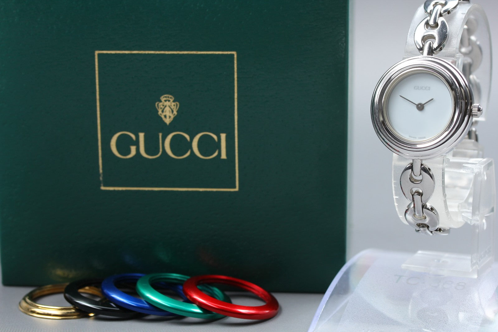 Vintage Gucci Change Bezel 11/12.2L 6 Colors Silver Women's Quartz Watch [w/Box]