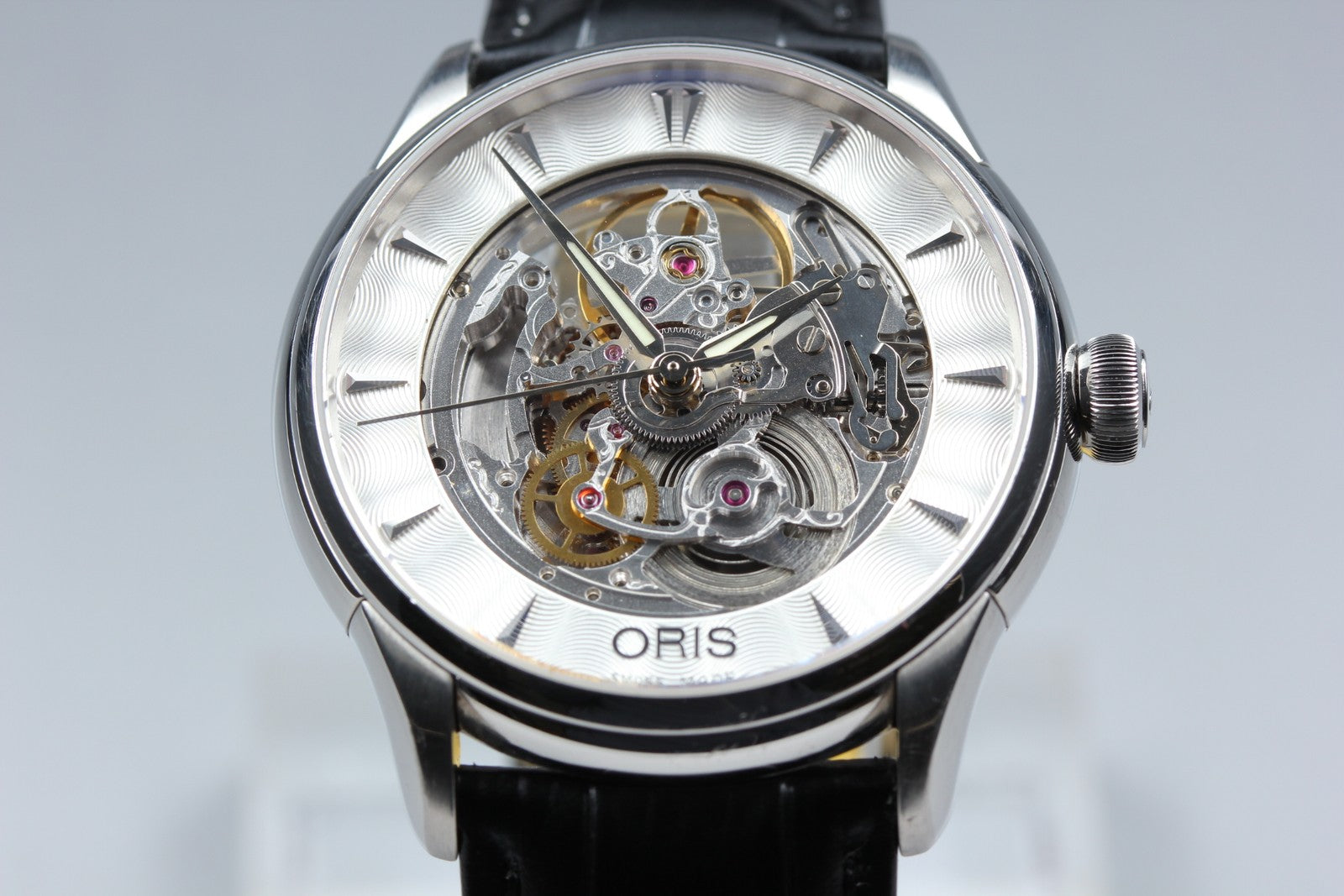 ORIS Artelier Skeleton 7591-01 Date Silver Black 39mm Automatic Men's Watch