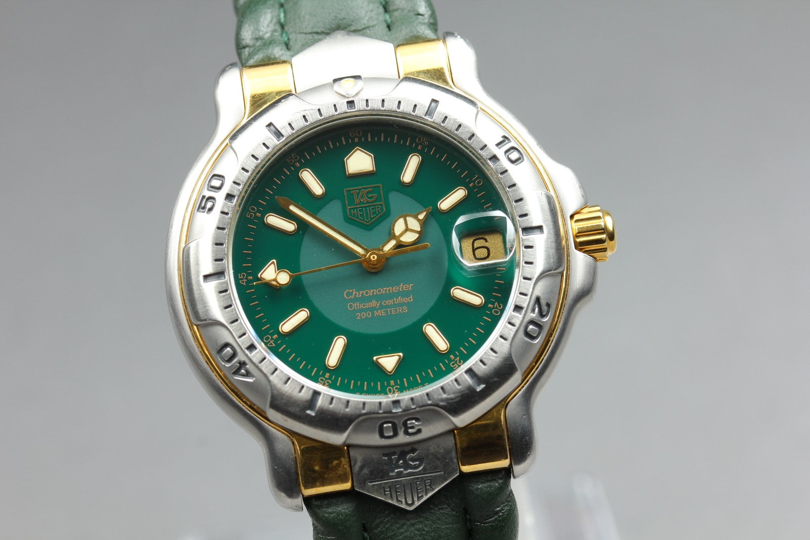 TAG HEUER 6000 Chronometer WH5153 -K1 Automatic Green Men's Watch 37mm JAPAN