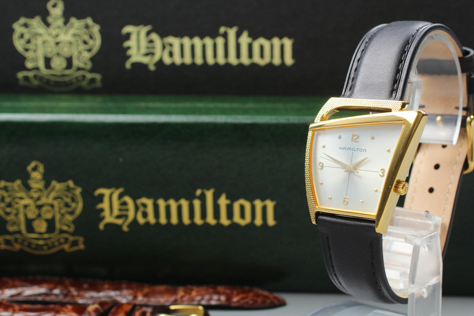 Hamilton 6230 Flight II REGISTERED EDITION Gold Quartz Men's Watch Vintage [Box]