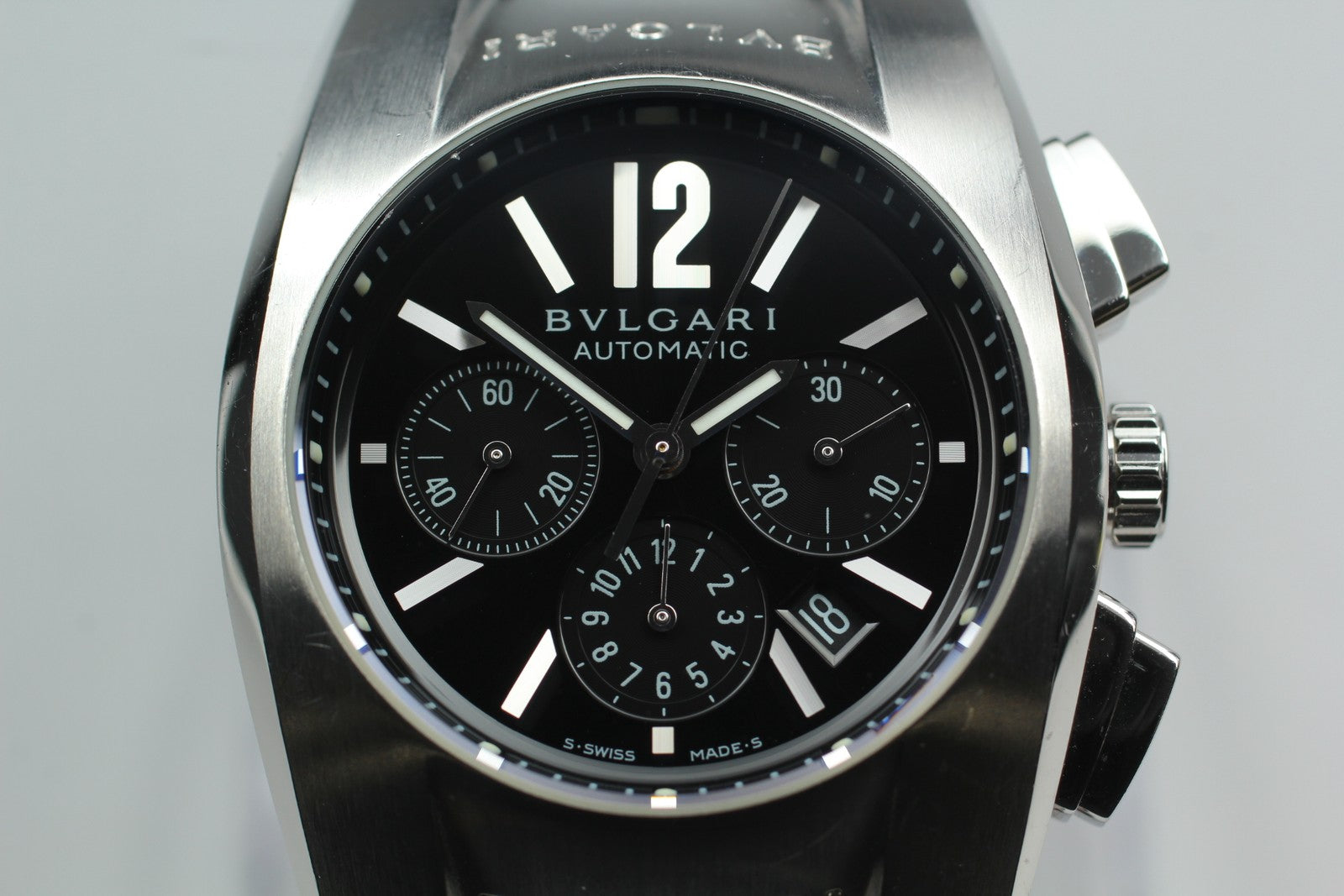 Exc+5*Box BVLGARI Elgon EG35SCH Black Dial Automatic Men's Watch 35mm From JAPAN