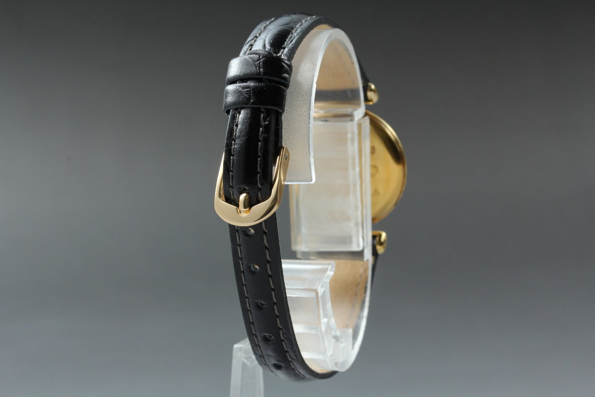 Cartier Must Colisee Vermeil 590002 Black Gold Women's Qz Watch Vintage [Box]