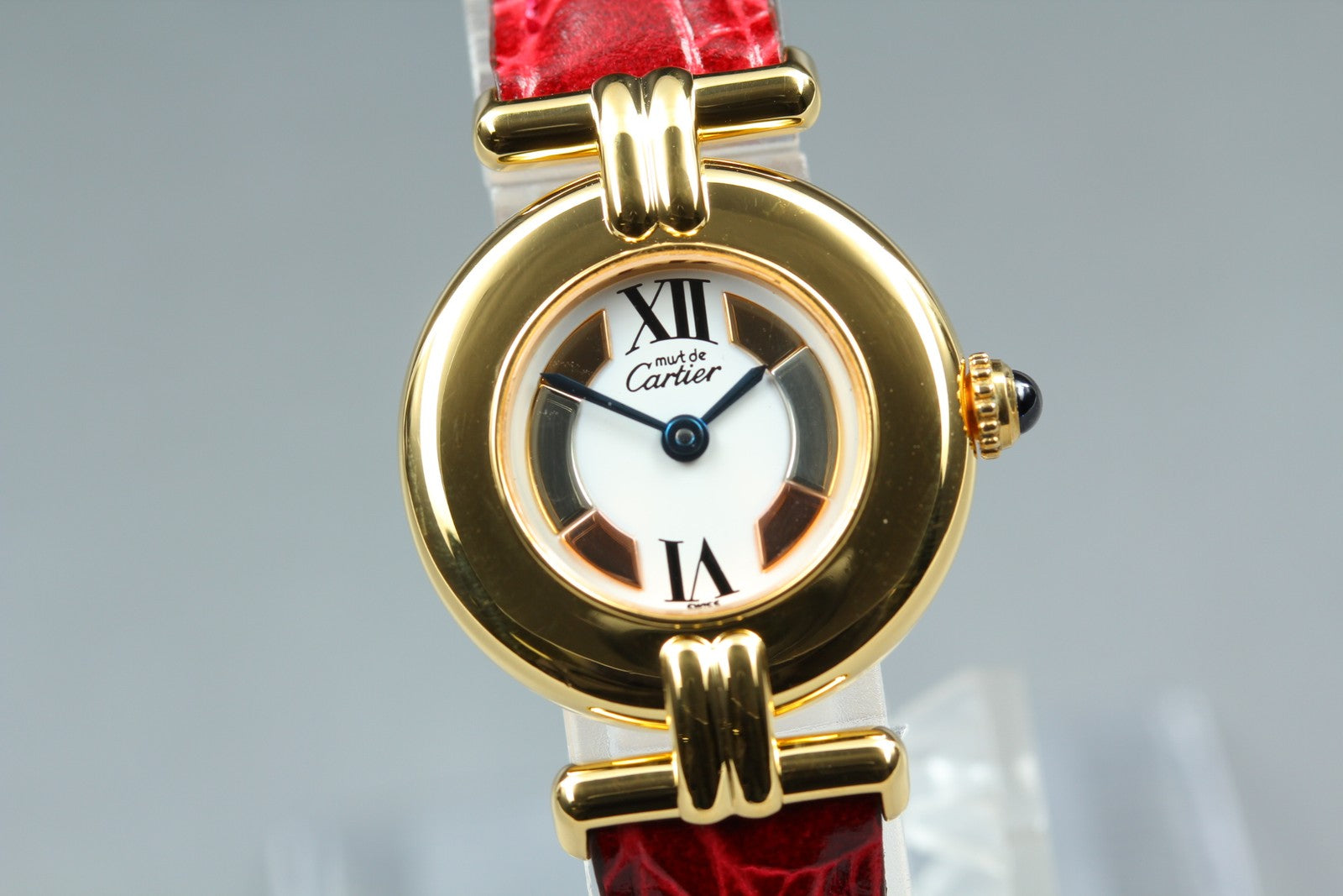 Vintage Cartier Must Colisee Vermeil 590002 Red Women's Quartz Watch [Pouch]