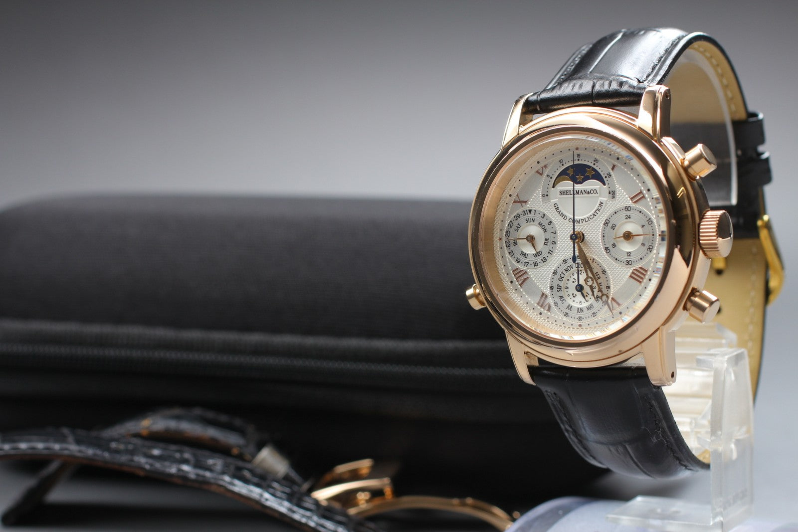 [Exc+5] SHELLMAN Grand Complication Premium 6771-T011179 TA Qz Watch From JAPAN