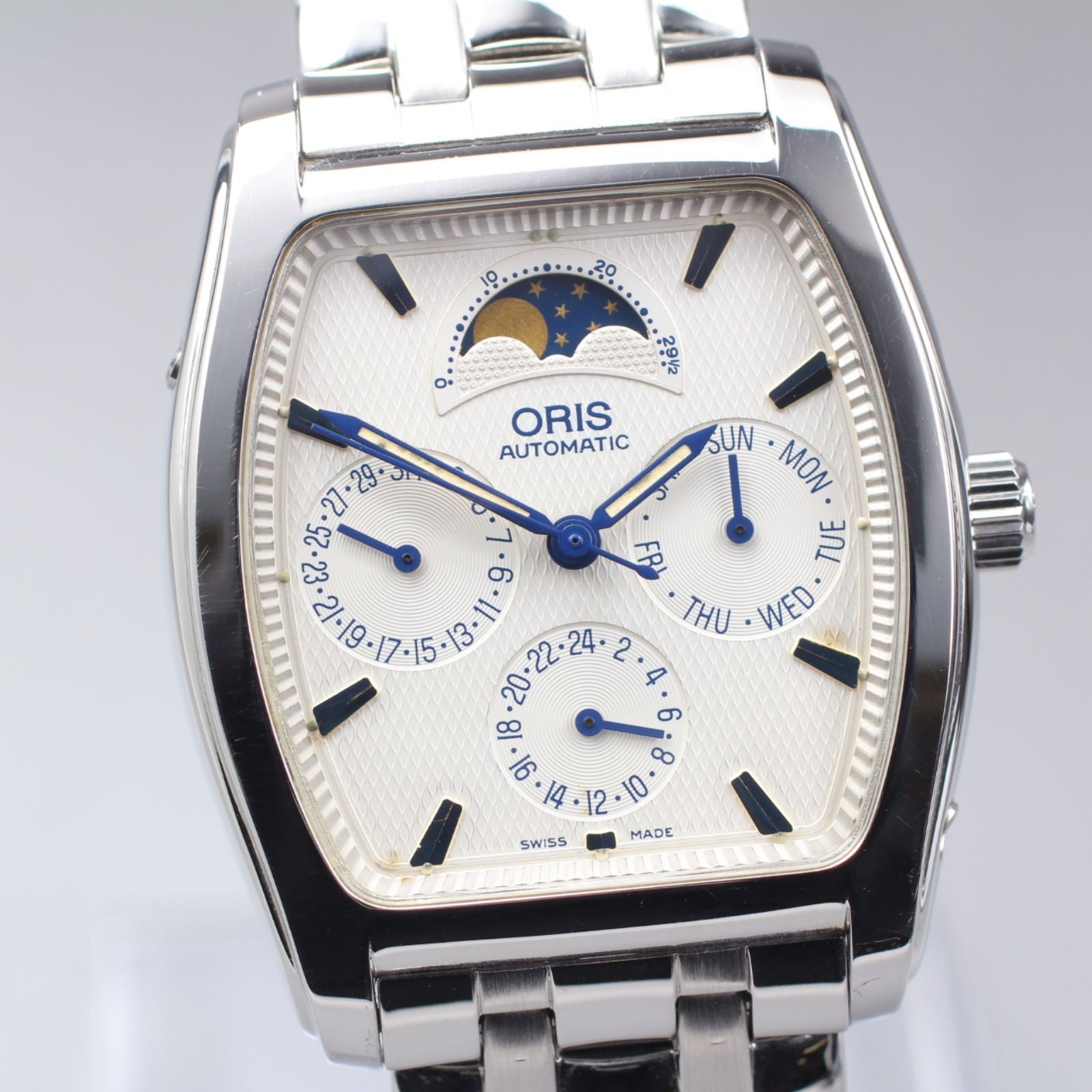 [Exc+5]Box ORIS 7488 Moonphase White Dial Boys Automatic Watch From JAPAN