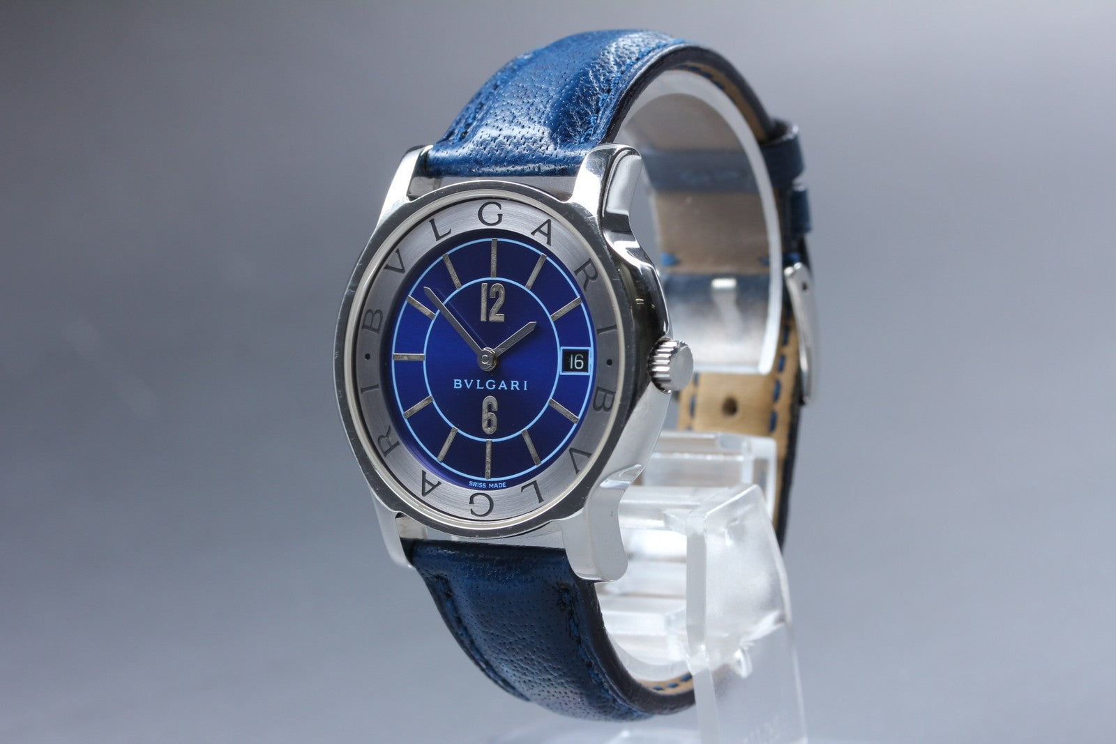 [Exc+5 Box] BVLGARI Solotempo ST35S 35mm Blue Dial Unisex Quartz Watch