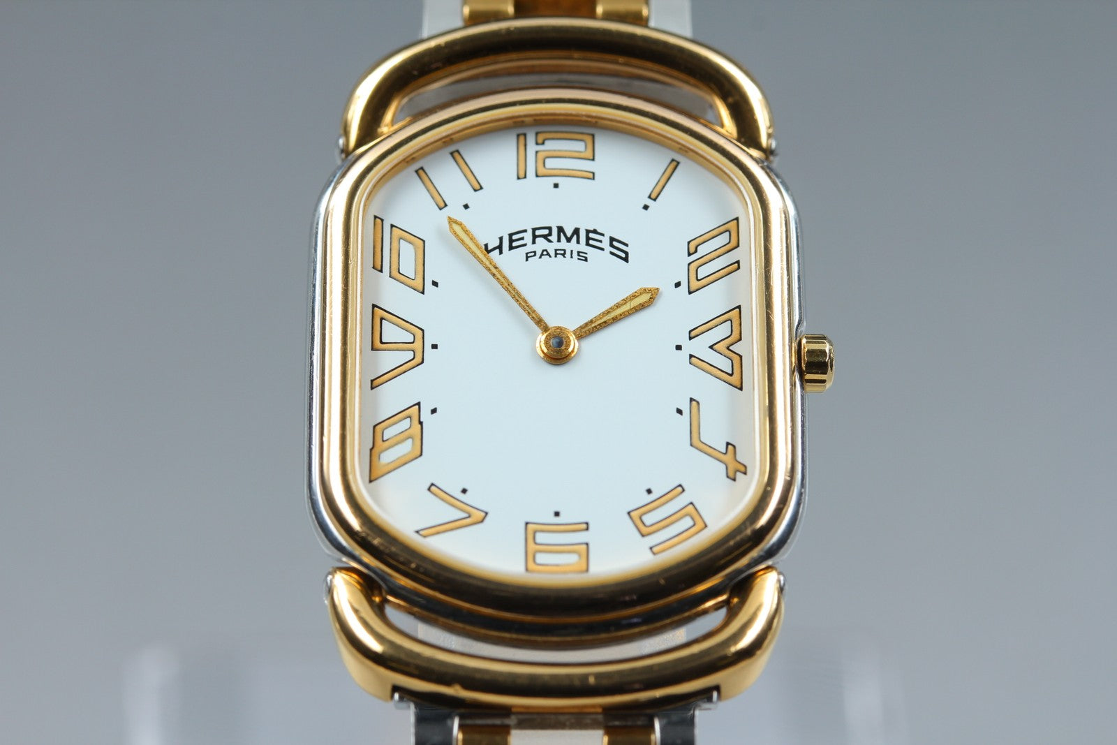 New Batt Vintage HERMES Rally Quartz White Dial Women's Watch 26mm JAPAN Box