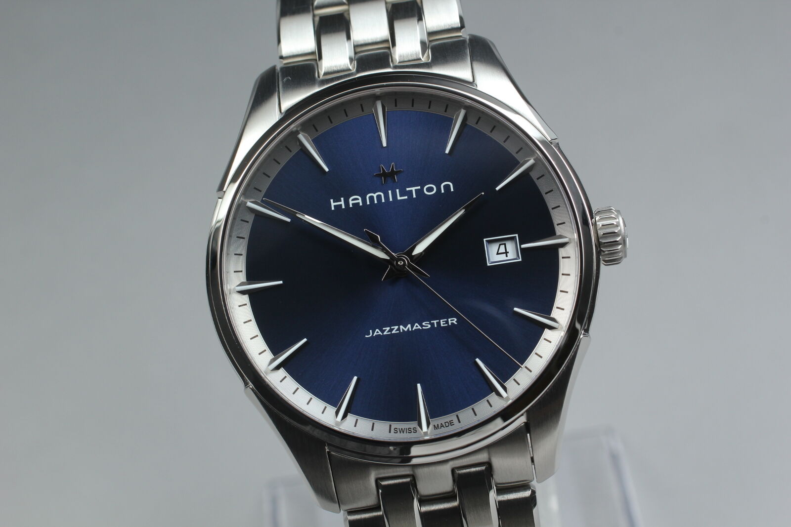 New Battery [N MINT] Hamilton Jazzmaster H324510 Blue Dial Men's Quart