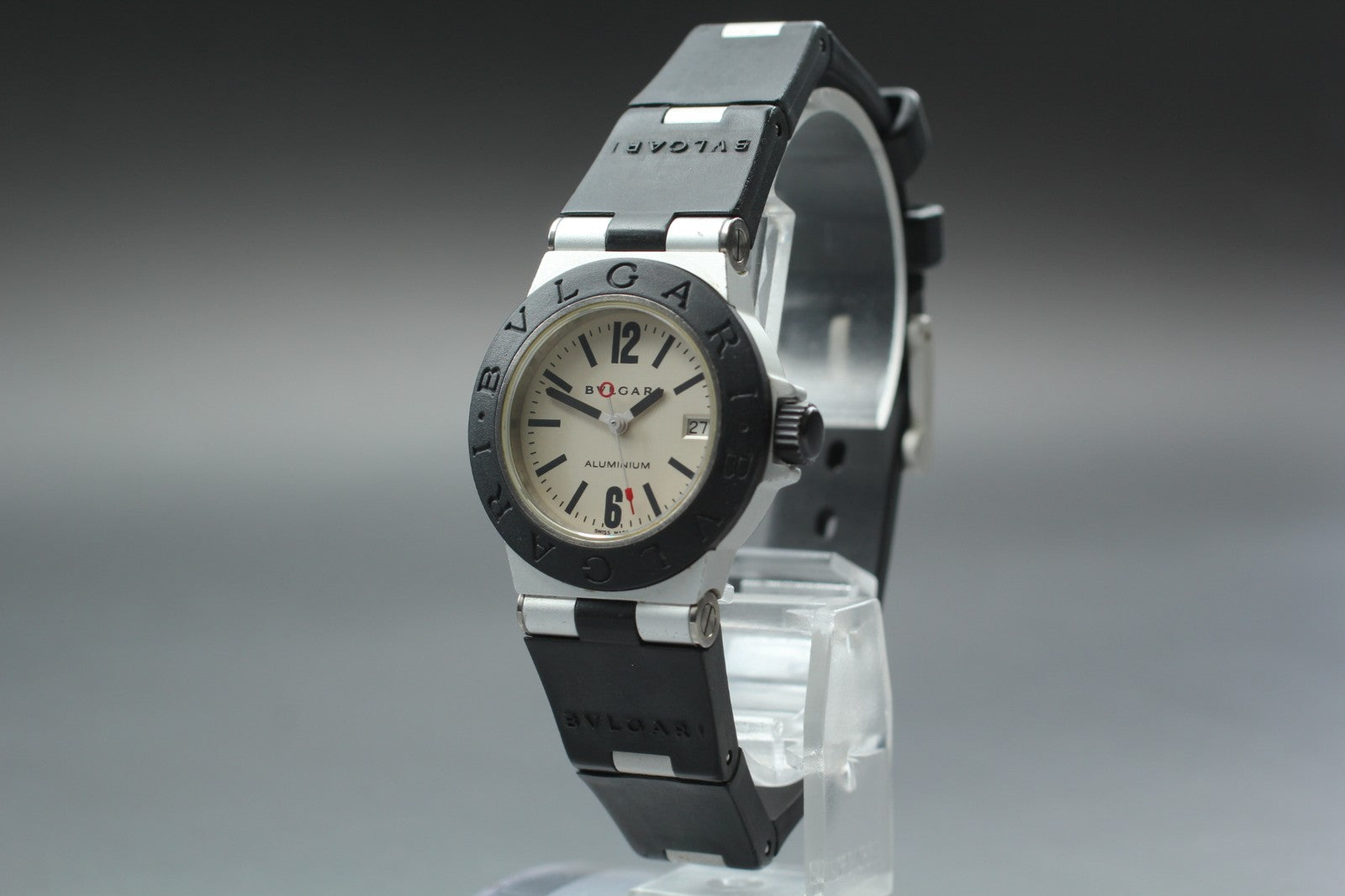 [Exc+5] BVLGARI Alminium AL29TA Silver Black 29mm Women's Quartz Watch JAPAN