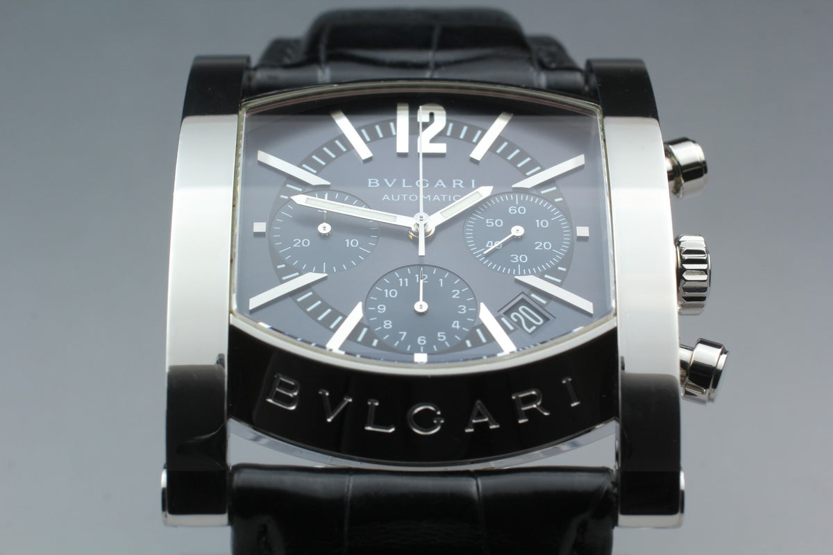 [Exc+5] BVLGARI Assioma AA48SCH Chronograph Black 38mm Automatic Men's Watch