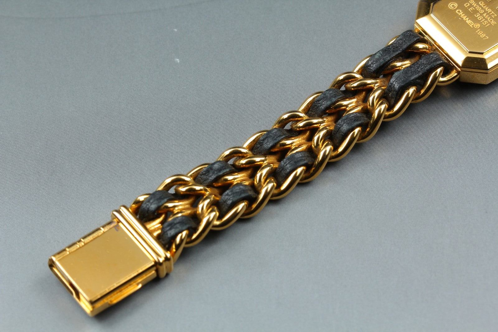 [Overhauled] CHANEL Premiere L Size Black Dial Gold 20mm Quartz Womens Watch Box