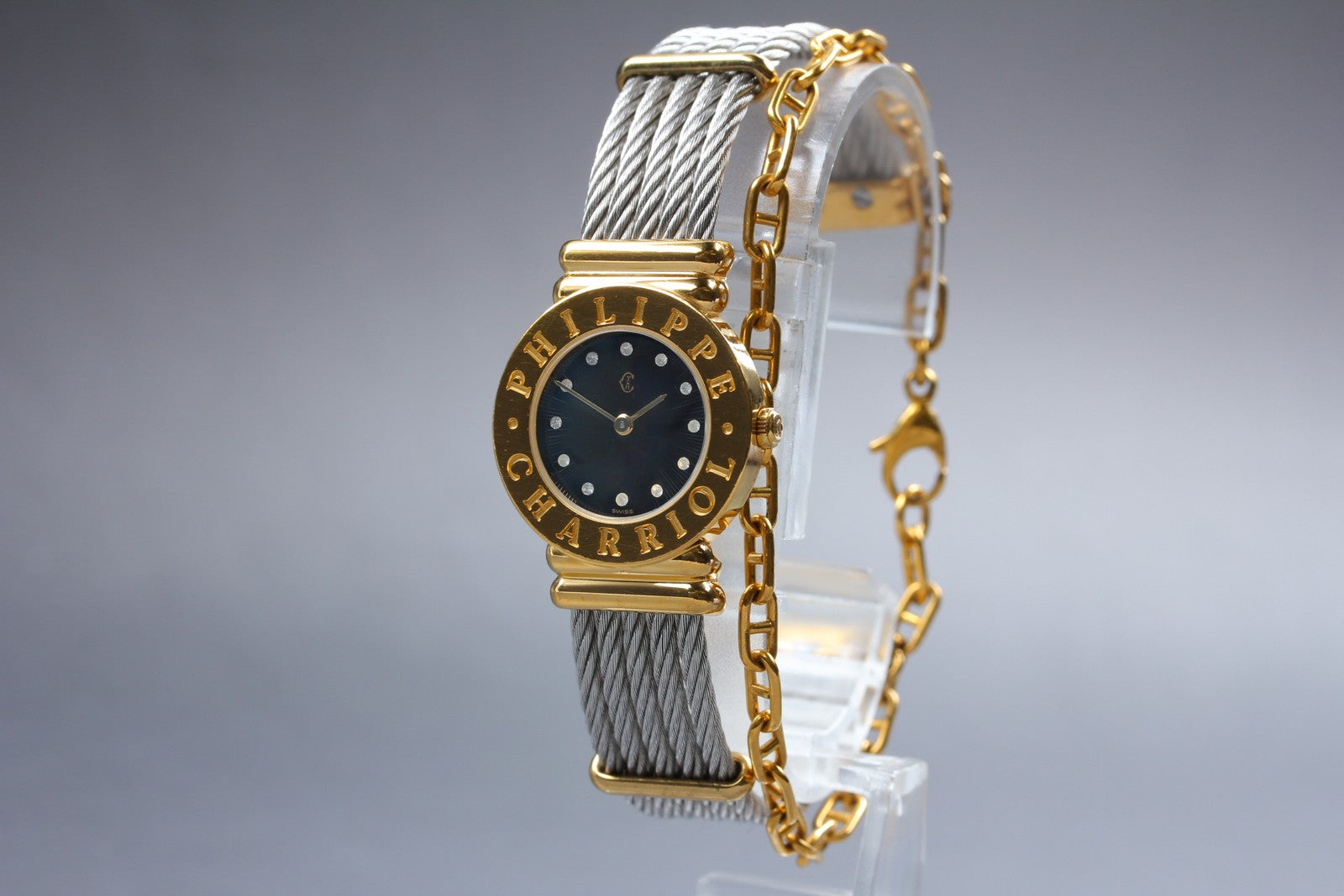 PHILIPPE CHARRIOL St.Tropez Black Dial 12 Stones 28.8.1329 24mm Qz Women's Watch
