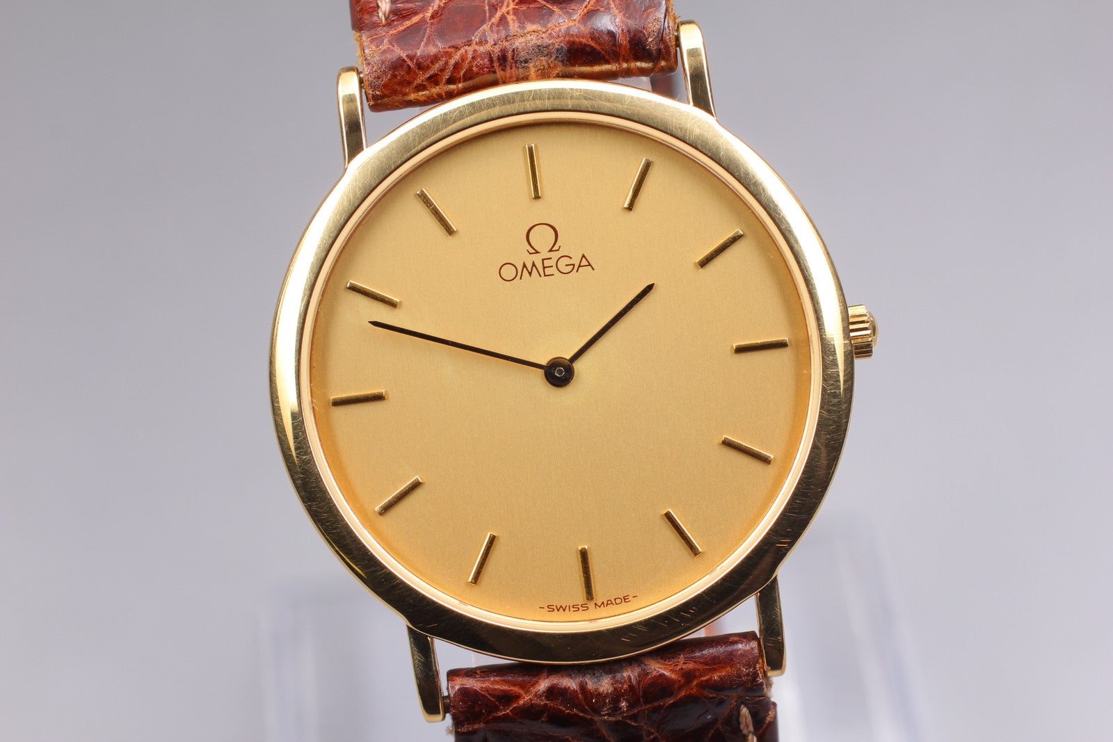 OMEGA DeVille 1378 195.0075.2 Gold Dial Quartz Men's Watch 32mm From JAPAN