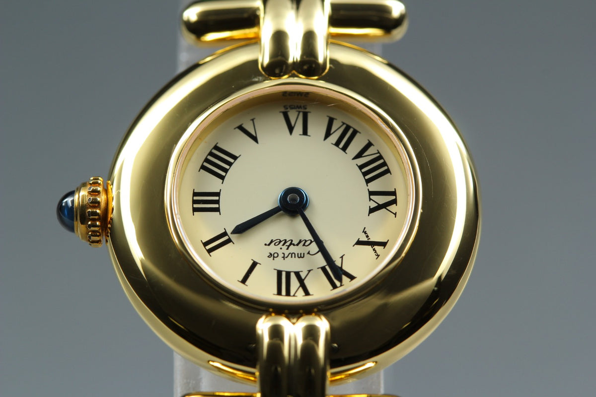 Cartier Must Colisee Vermeil 590002 Green Gold Women's Qz Watch Vintage [Box]